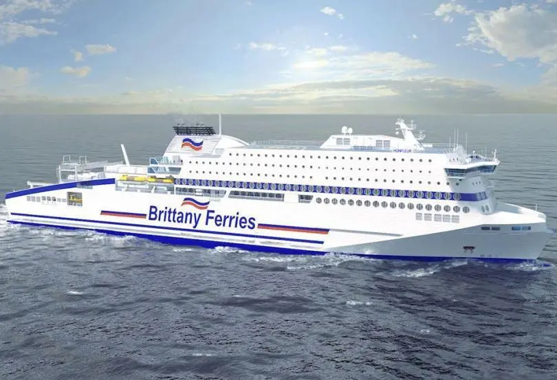 'Honfleur' will be distinguished in the Channel ferry market by an LNG-electric power installation (credit: FSG)