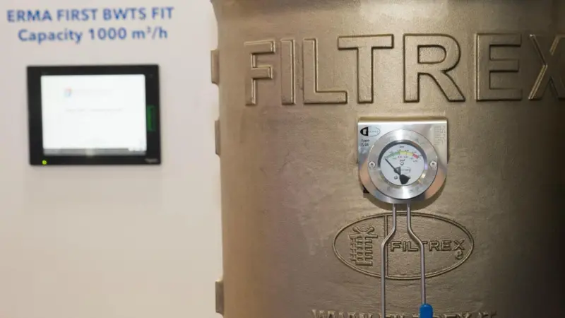 The ERMA FIRST BWTS FIT system has obtained a new type of USCG type approval which allows it to use a Filtrex filter Photo: ERMA FIRST