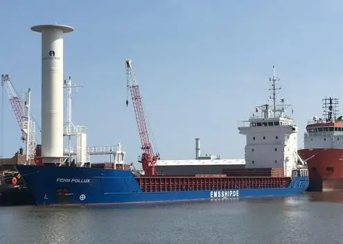Trials on board the 'Fehn Pollux' of the Eco-Flettner propulsion system are said to be going well Photo: EMS-Fehn-Group