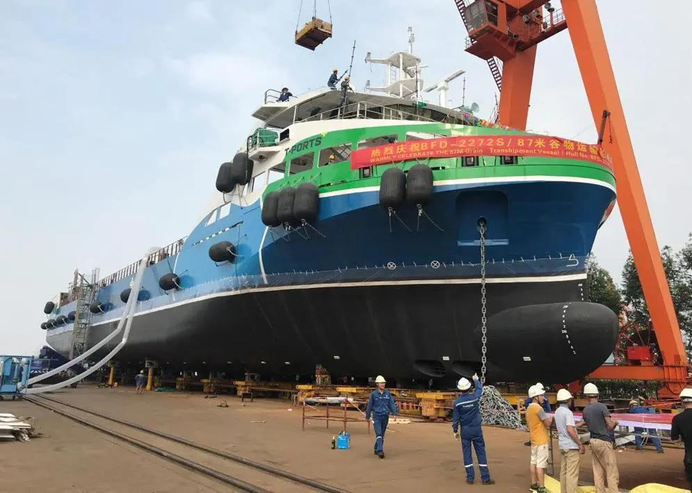 ‘Lucky Eyre’ prior to launching at Nansha, Guangzhou (courtesy of Sea Transport Solutions)