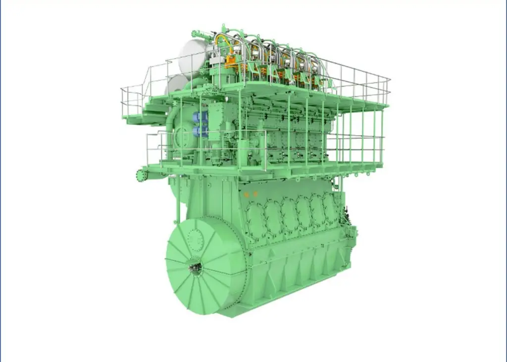 Rendering of the MAN B&W ME-LGIP engine, showing here a 6S50ME-LGIP type