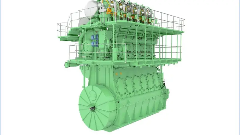 Rendering of the MAN B&W ME-LGIP engine, showing here a 6S50ME-LGIP type