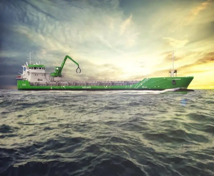 An impression of how the ‘Hagland Captain’ will look after the retrofit of a Wärtsilä hybrid propulsion solution. Image: Hagland Shipping AS