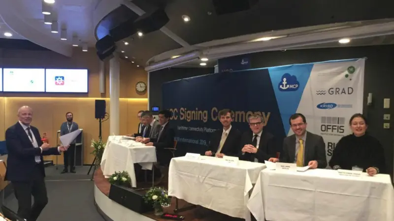The signing ceremony to establish the Maritime Connectivity Platform Consortium Photo: MCC
