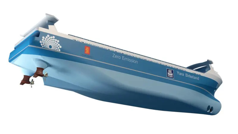 Brunvoll will deliver two pulling azimuth propellers for propulsion and two tunnel thrusters for manoeuvring for the Yara Birkeland
