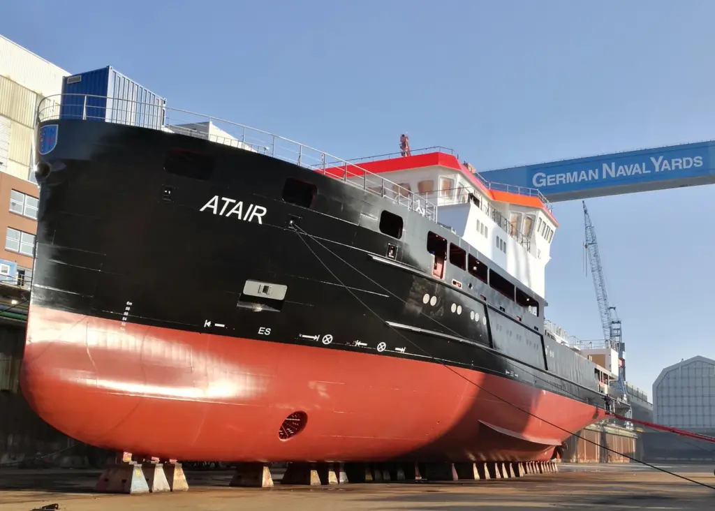 The completed Atair hull at GNYK