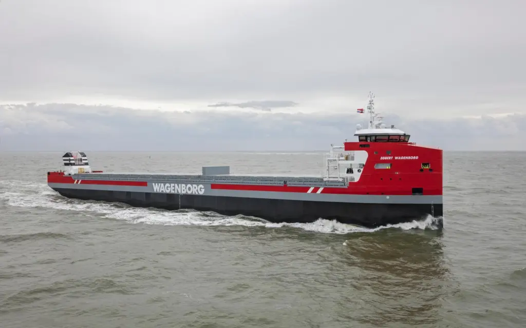 Distinctive form: Egbert Wagenborg was the first ship built to EasyMax principles (photo credit: Flying Focus).