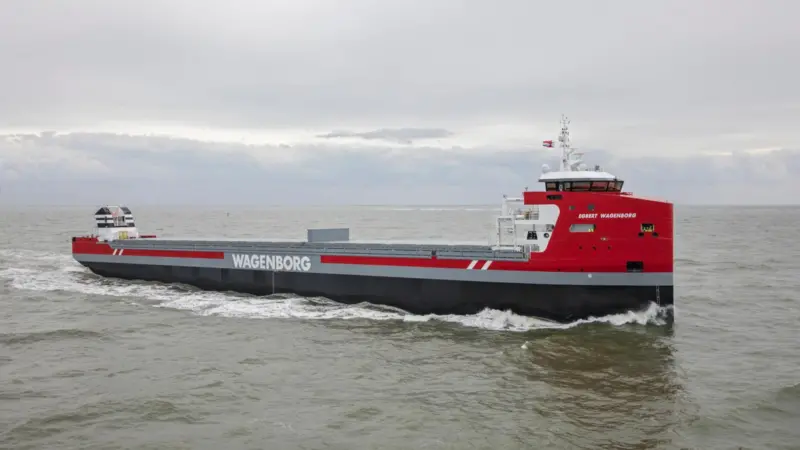 Distinctive form: Egbert Wagenborg was the first ship built to EasyMax principles (photo credit: Flying Focus).
