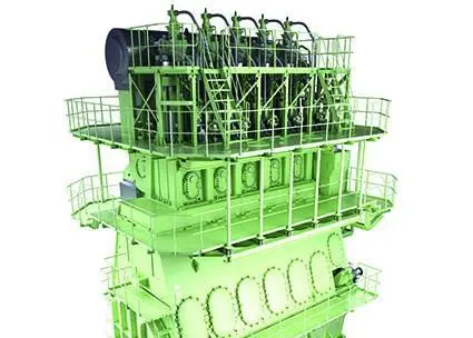 The additional six Eastern Pacific engines will be built as MAN B&W 11G90ME-GI dual-fuel configurations operating on LNG. Pictured here, a similar MAN B&W G70ME-GI type