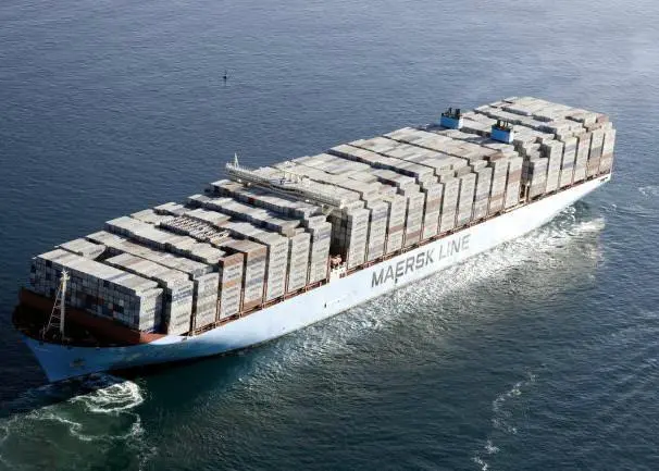 A Maersk Triple-E containership, similar to the vessel pictured, will sail from Rotterdam to Shanghai on biofuel blends alone in a trial.