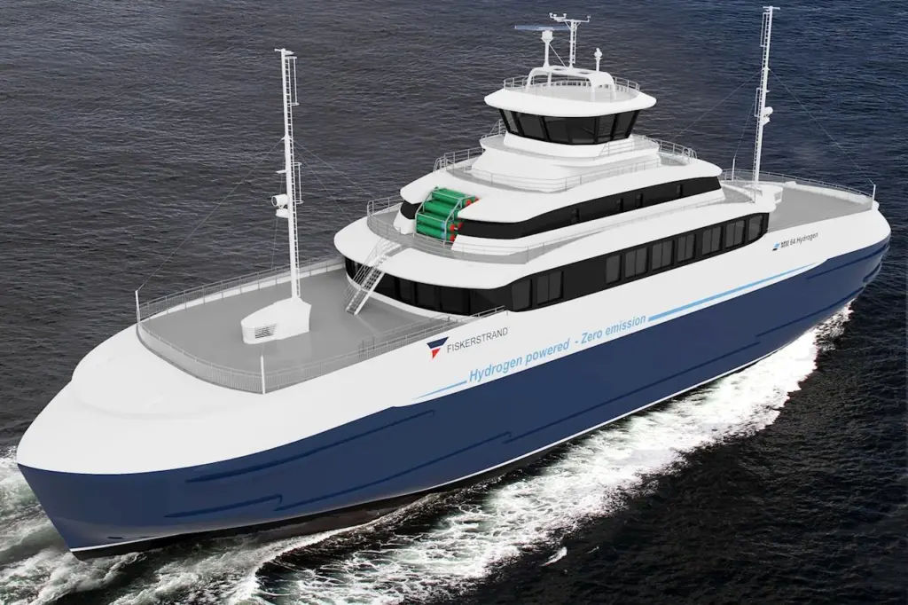 Concept sketch of a hydrogen hybrid ferry. (Credit Fiskerstrand Holding)
