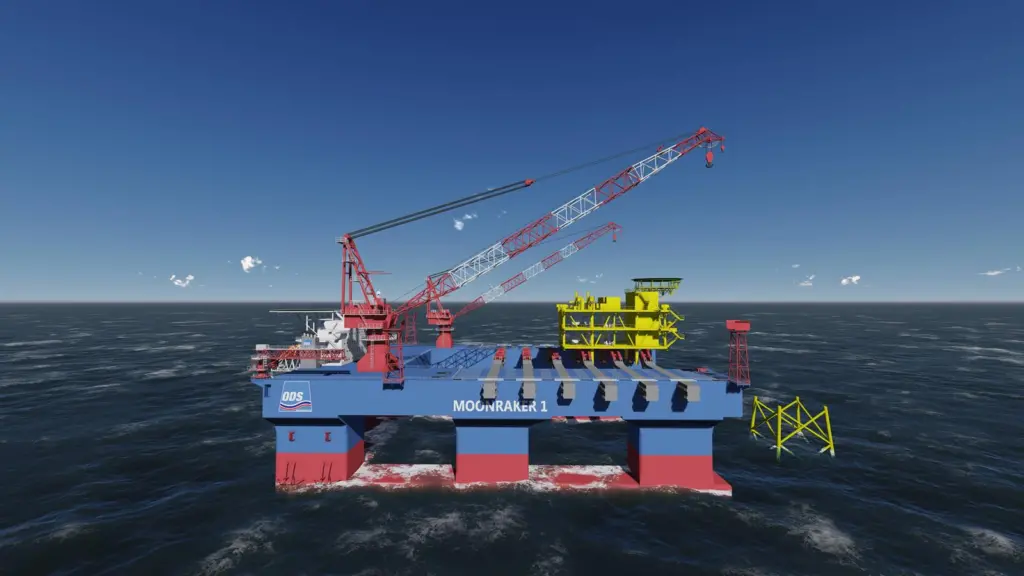 Moonraker’s 114m width is divided by a 64m-wide, 90m long slot: this enables a neat trick - the resulting U-shape receiving area wraps snugly around the platform’s underside while still allowing for a 3,500m2 laydown area on the deck