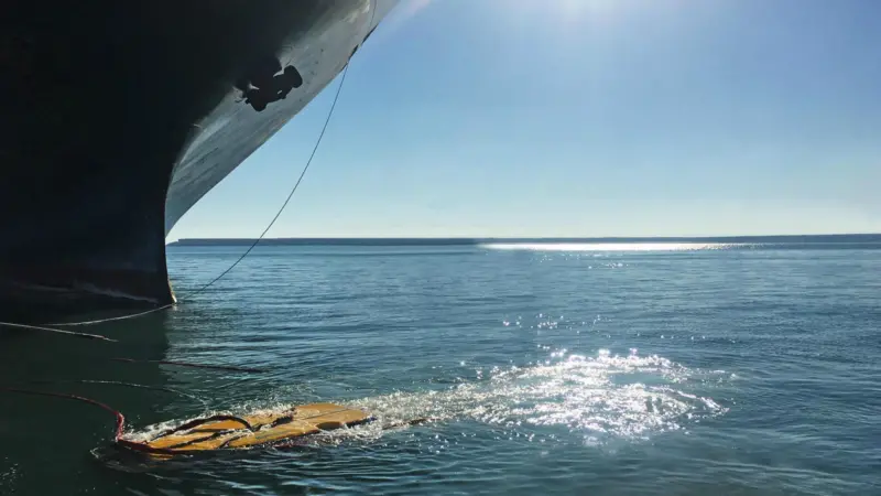 HullWiper’s Remotely Operated Vehicle (ROV) prepares to clean a vessel hull.