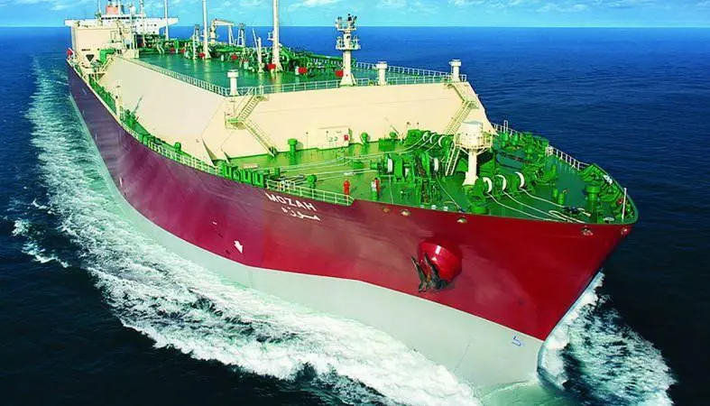 The 266,253cbm Q-Max LNG carrier Mozah during a voyage (credit: Nakilat)