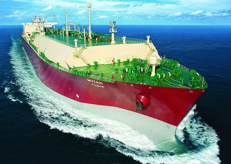 The 266,253cbm Q-Max LNG carrier Mozah during a voyage (credit: Nakilat)