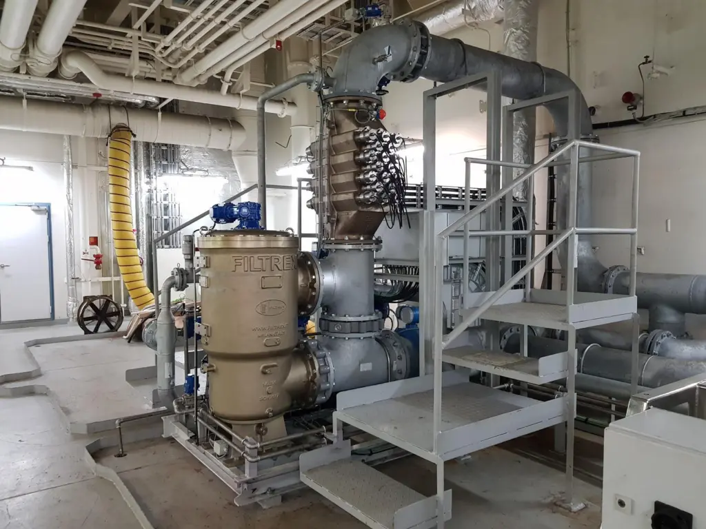 All the vessels will be retrofitted with a CompactClean-750 (pictured) installed in a container on the deck of the vessel.