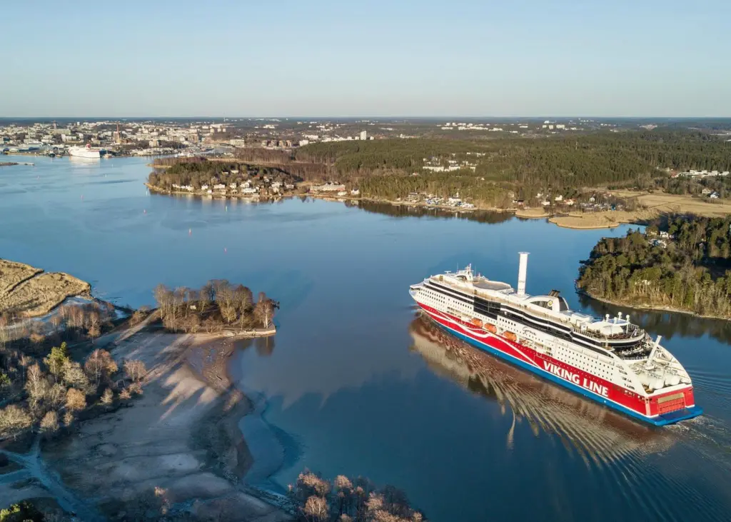 Norsepower Rotor Sail installed on board the 'Viking Grace' Photo: Norsepower Oy