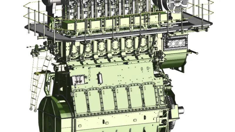 The X40DF engine offers the first two-stroke dual-fuel engine for smaller vessels. (Credit: WinGD)