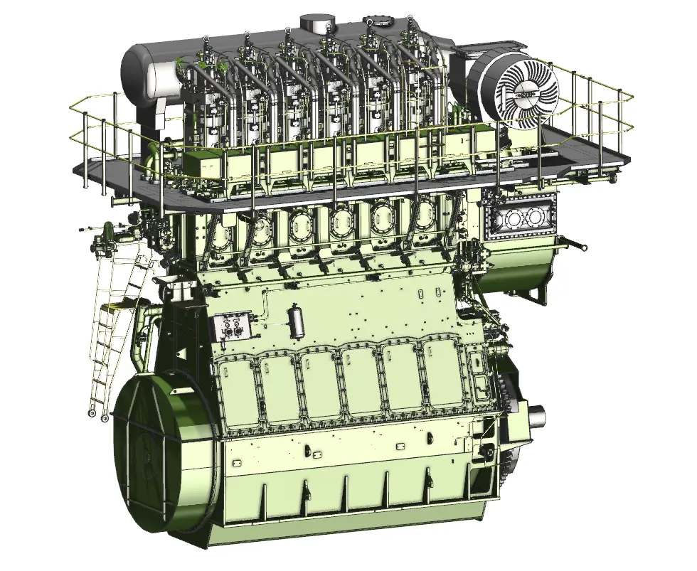 The X40DF engine offers the first two-stroke dual-fuel engine for smaller vessels. (Credit: WinGD)