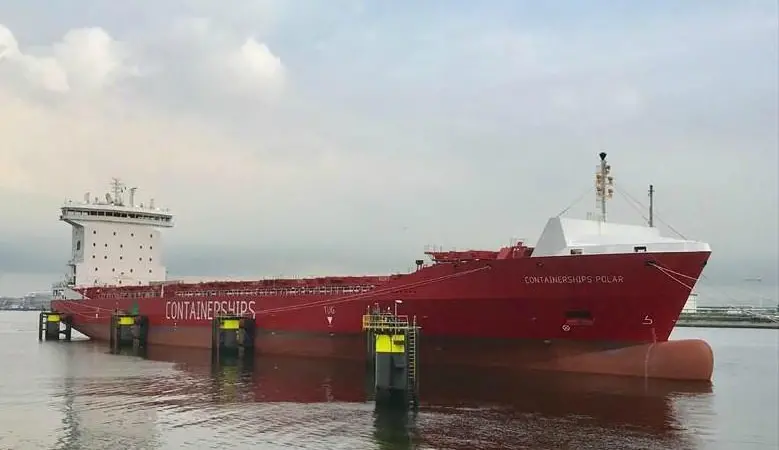 CMA CGM plans to introduce 20 LNG-fuelled vessels into service by 2022, including the Containerships Polar. (Image copyright: Marinetraffic.com/Frank Behling)