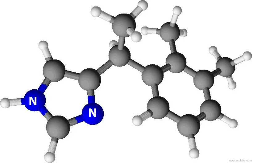 Medetomidine prevents barnacle larvae from settling on hard substrates by binding to the larvae's octopamine receptor, stimulating a temporary non-fatal swimming response, even at very low concentrations.