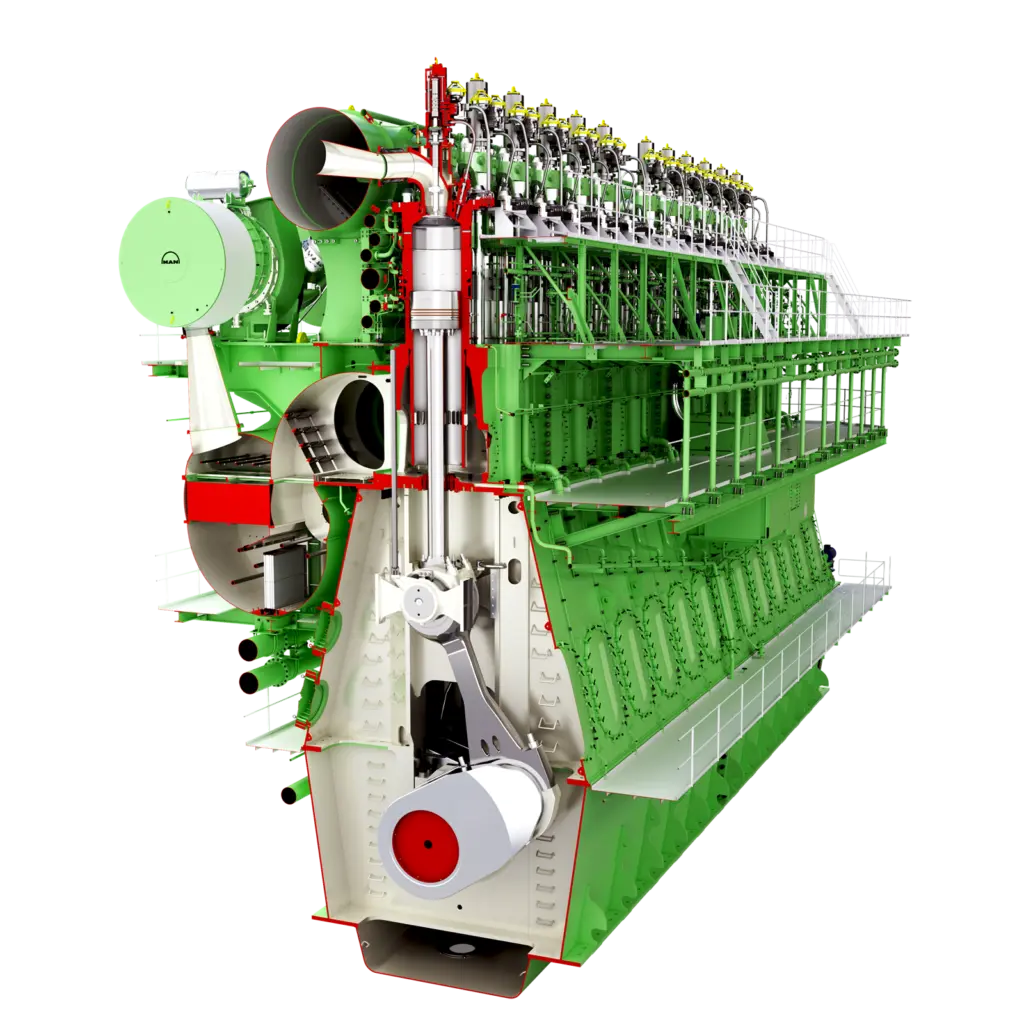 A 12 cylinder Mark 10 version of MAN Energy Solutions' G-type 900mm-bore engine.