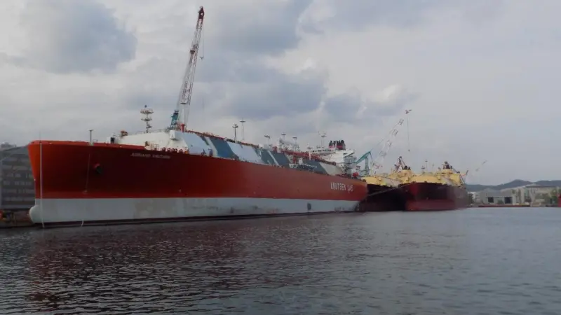 Adriano Knutsen prior to delivery from Hyundai Heavy Industries’ Ulsan shipbuilding complex. (Courtesy of Endesa).