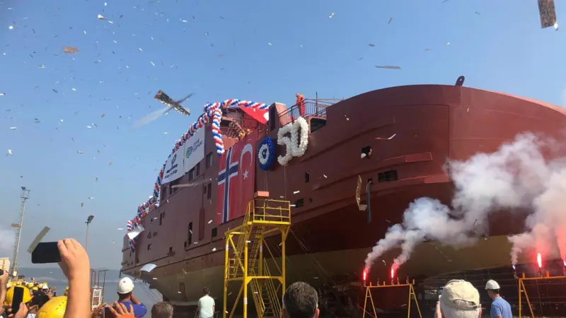 The 50th hull built by Cemre for Havyard is launched Photo: Havyard Ship Technology