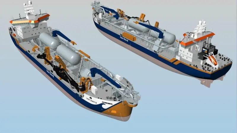 Wärtsilä LNG fuel storage and supply system for two new trailing suction hopper dredgers Photo: Van Oord