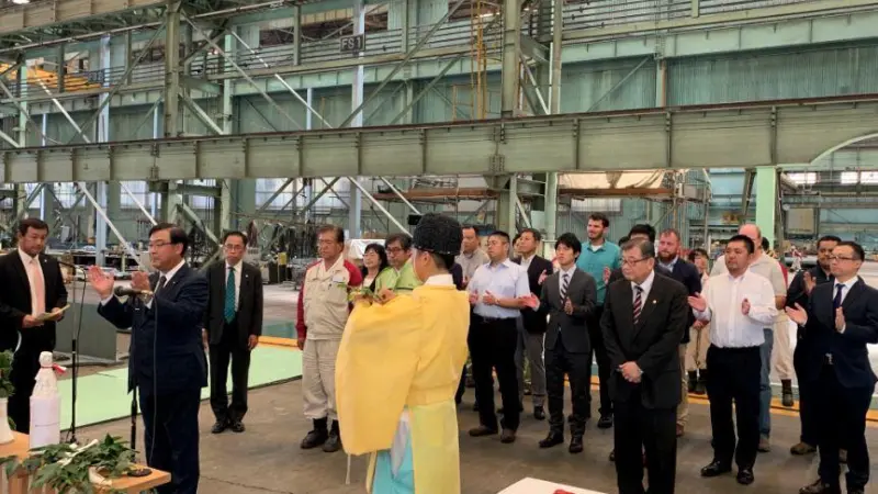 Mr Takaya Soga, managing corporate officer of NYK, attended the keel laying ceremony for the new LNG-fuelled PCTC on 20 September.