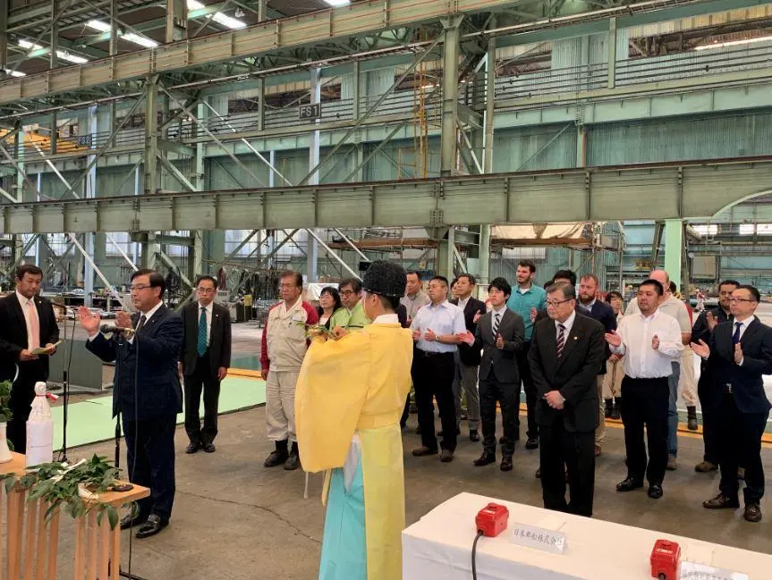 Mr Takaya Soga, managing corporate officer of NYK, attended the keel laying ceremony for the new LNG-fuelled PCTC on 20 September.