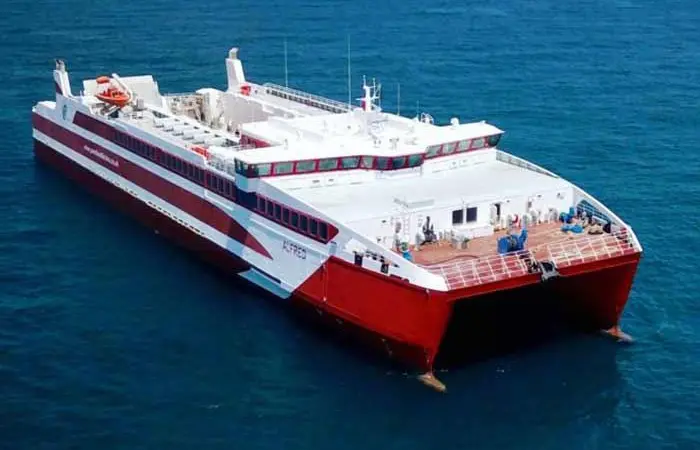 Built in Vietnam to a British design, the catamaran ferry Alfred has arrived in Orkney. (Courtesy of Pentland Ferries).