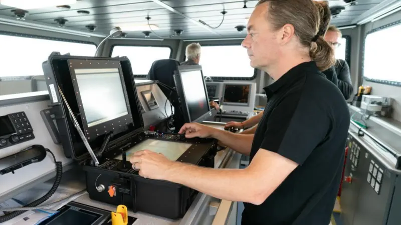 Trialling the drone during an SAR exercise in the North Sea Photo: Damen