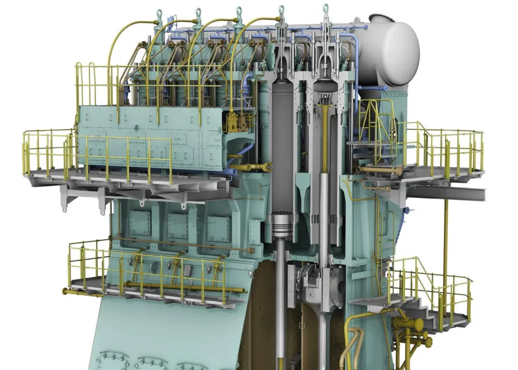 Cut-away diagram of WinGD's new X52-S2.0 short-stroke engine. (Courtesy of WinGD)