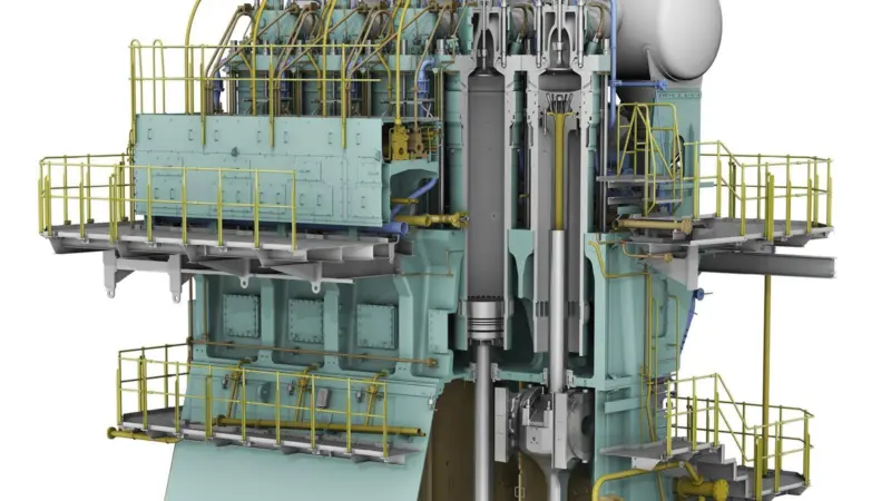 Cut-away diagram of WinGD's new X52-S2.0 short-stroke engine. (Courtesy of WinGD)