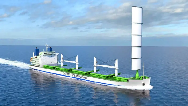 Japan's Oshima Shipbuilding's Oshima Ultramax 2030 concept design is expected to have an EEDI figure just half that of comparable current designs. (Credit: DNV GL)