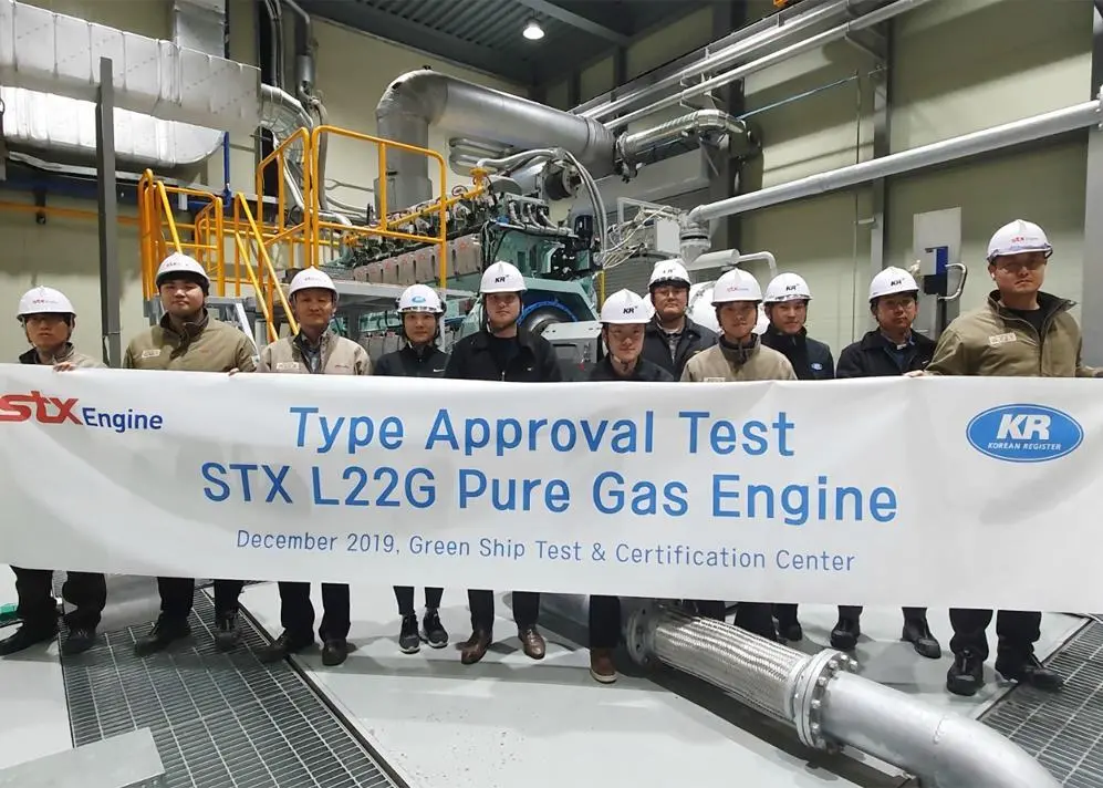 STX Engine received type approval from Korean Register (KR) for a medium speed pure gas engine, L22G