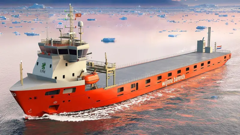 Four short-sea cargo vessels being built for Wijnne & Barends will feature LNG propulsion and storage systems provided by Wärtsilä. Image copyright: Wijnne & Barends.