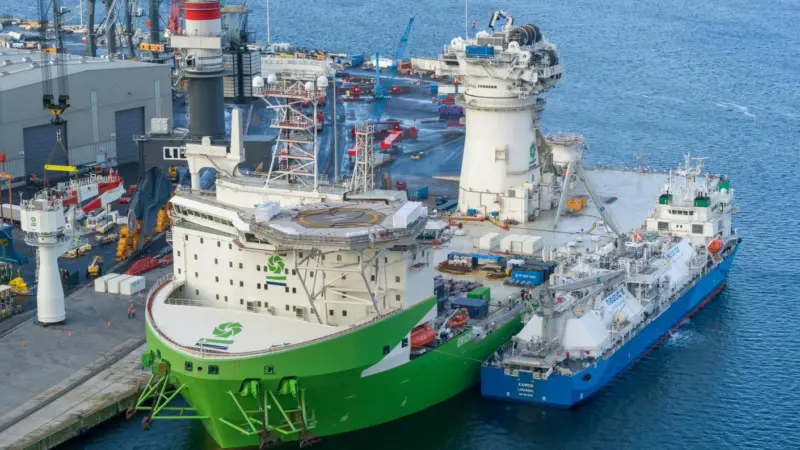 The second ship-to-ship LNG bunkering operation carried out in Germany and the first in the Port of Rostock Credit: Nauticor