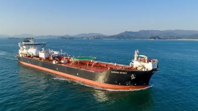 The 130,000dwt Aurora Spirit is the world's first dual-fuel LNG shuttle tanker, and is expected to achieve a 50% reduction in CO2 emissions compared with conventional shuttle tankers. (Credit: Teekay Offshore)