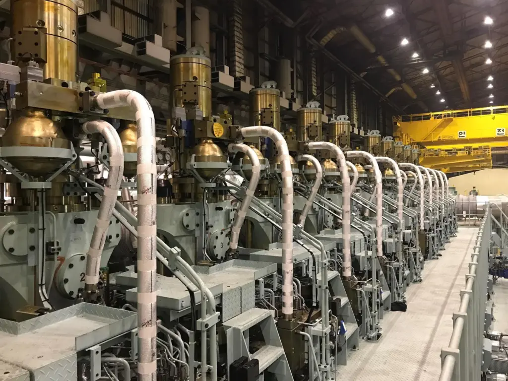 The shop test for the first of six MAN Mk II ME-GI engines was successfully completed at HHI-EMD in January. (Image: MAN Energy Solutions)