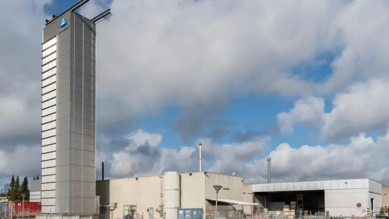 The 35-metre high test tower at Svanehøj's pump factory in Aalborg, Denmark.