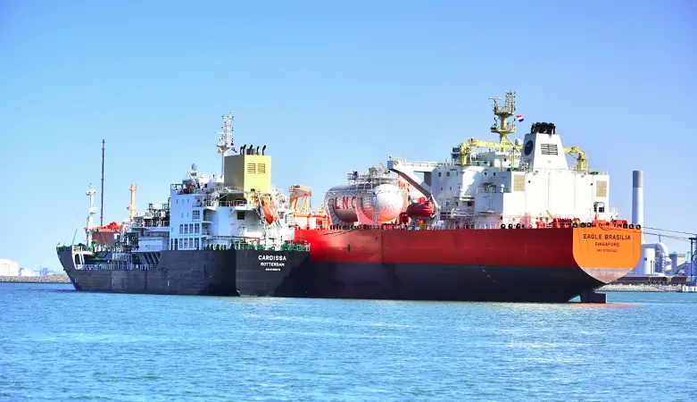 Samsung Heavy Industry's first LNG-fuelled VLCCs will be equipped with SHI's S-Fugas fuel supply system. The first vessel to be equipped with the S-Fugas system was AET's Aframax, Eagle Brasilia (pictured).