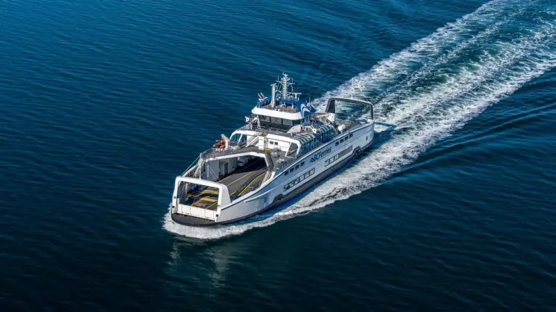 One of six hybrid diesel-electric Island Class ferries for BC Ferries in Canada. (Picture courtesy of Damen Shipyards).