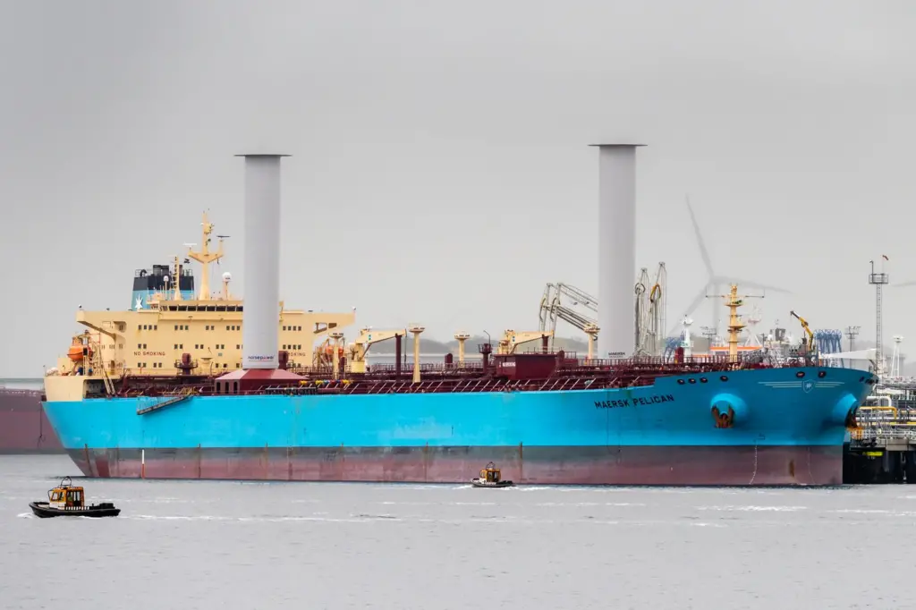 Maersk Pelican’s engines absorbed the variable loads from the Flettner tow effect. Photo: Norsepower