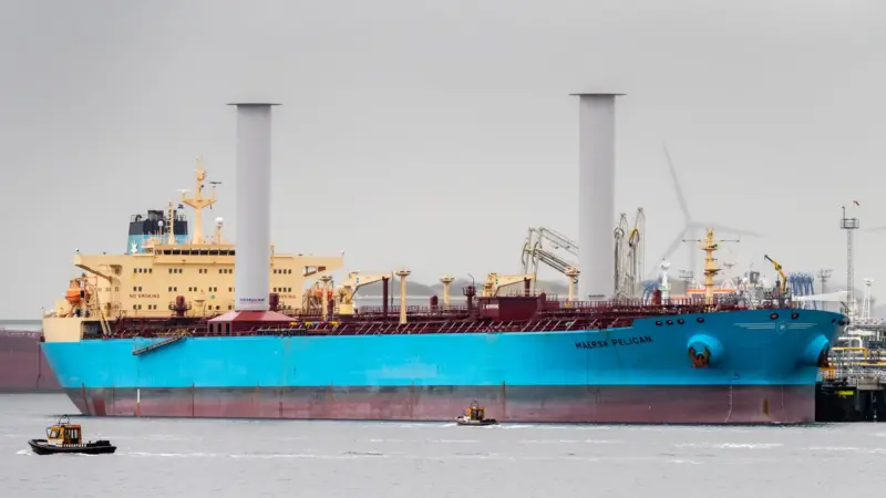 Maersk Pelican’s engines absorbed the variable loads from the Flettner tow effect. Photo: Norsepower