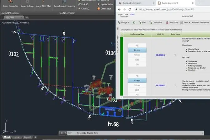 The project will see "Knowledge Packets" linked into SSI's ShipConstructor CAD design software for direct use in 3D design model workflows. (Image courtesy of Auros)