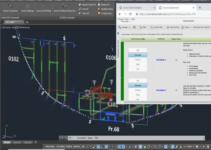 The project will see "Knowledge Packets" linked into SSI's ShipConstructor CAD design software for direct use in 3D design model workflows. (Image courtesy of Auros)