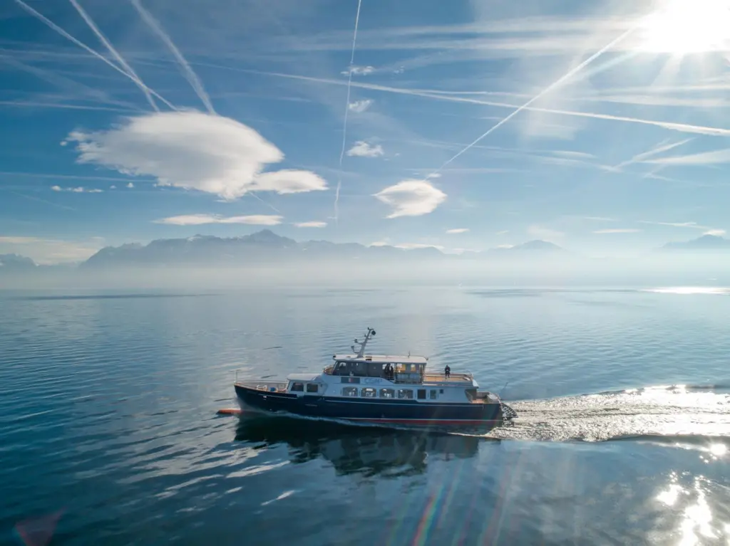 The 12-year-old 'Valais' achieved a 24% reduction in fuel consumption following a retrofit with a bulbous nose and an underwater foil. (Image: Jari Ott)