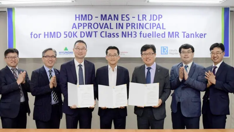 HMD receives approval in principle from LR for its NH3-fuelled MR tanker design. (Image: HMD)